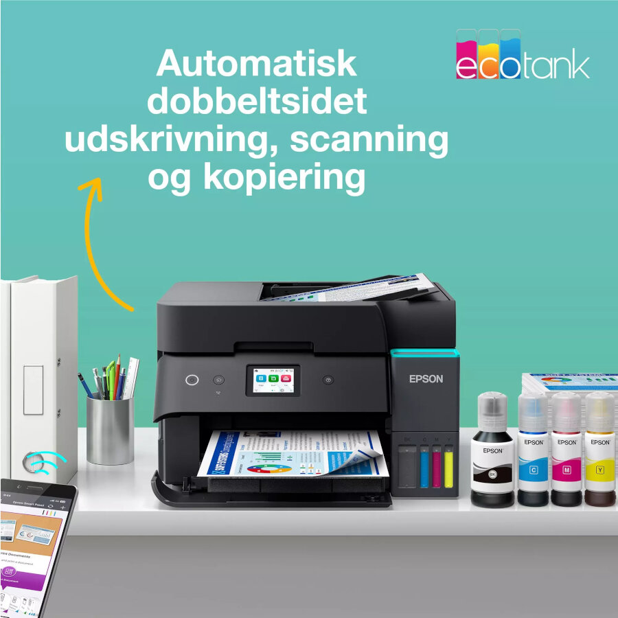 Epson EcoTank ET-4950 A4 Farve MFP – 18 ppm, Duplex, ADF, Wi-Fi - Billede 6